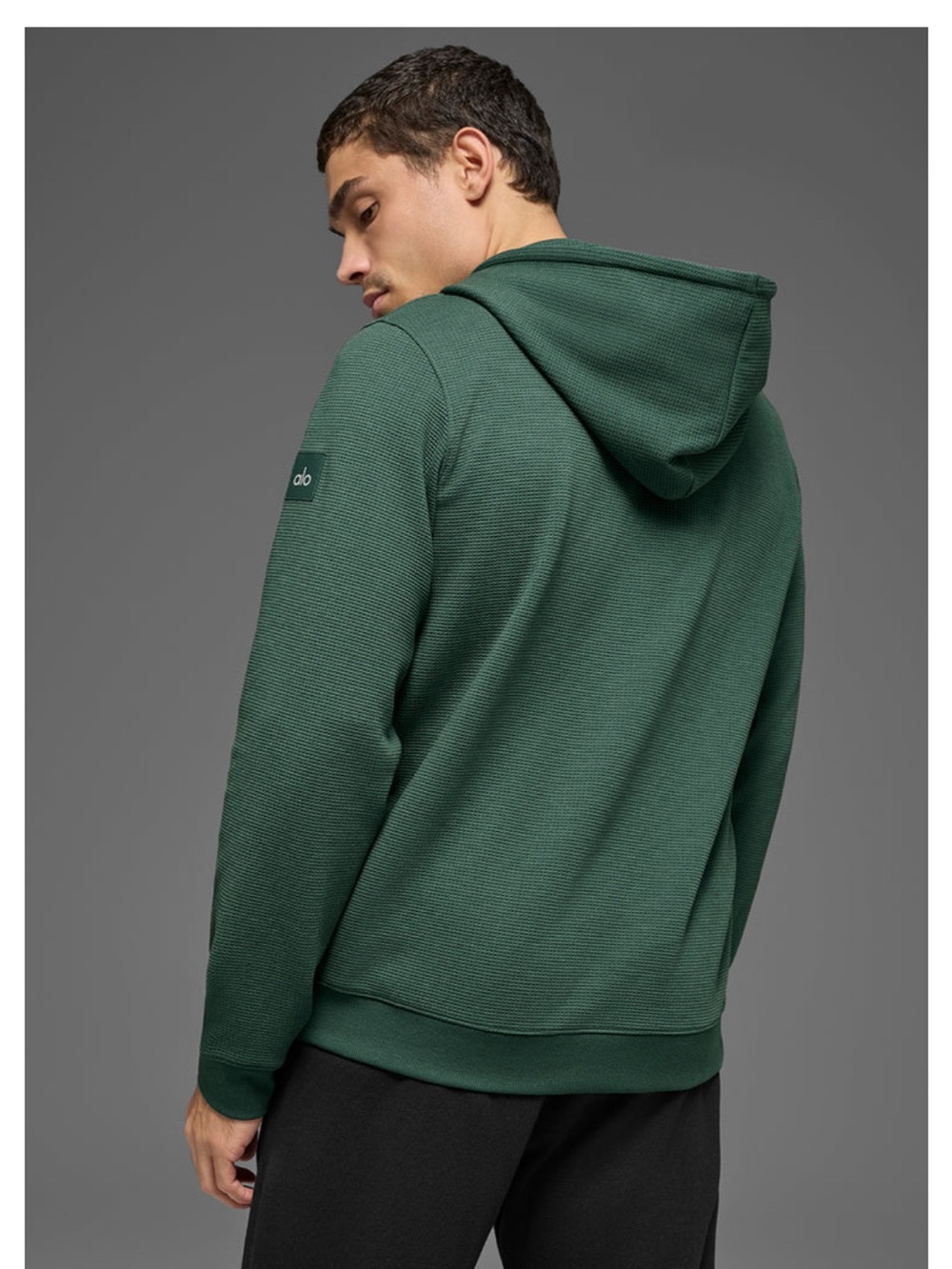 ALO Yoga Men's Dark Green Pullover Hoodie - Picture 3 of 3
